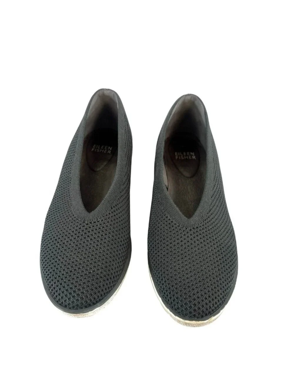 Eileen Fisher Heaven Shoes Women Sz 8 Charcoal Gray Knit Comfort Wedge Loafers